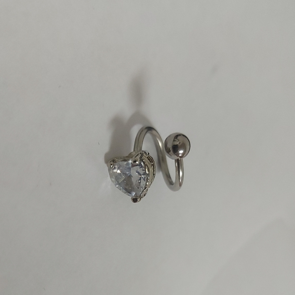 Silver Heart-Shaped Crystal Ring